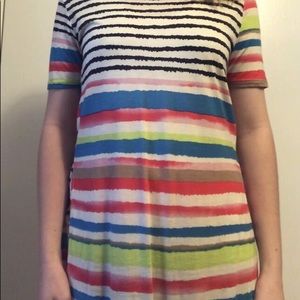 Multi Color Striped Boutique Top w Slit on side